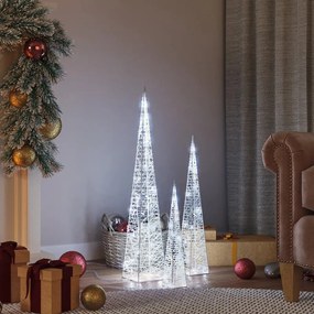 328968 vidaXL Conj. cones decorativos c/ LEDs branco frio acrílico 30/45/60cm