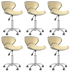 vidaXL Cadeiras de jantar giratórias 6 pcs couro artificial cor creme