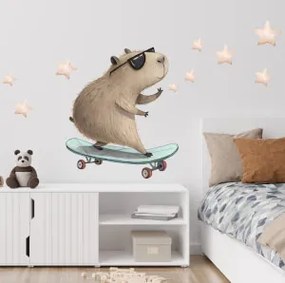 Autocolante de parede - Capivara num skate