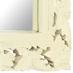 Espelho esculpido à mão 80x50 cm mangueira maciça branco