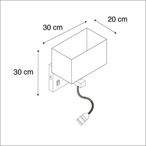 Conjunto de 2 candeeiros de parede em aço com cortina, braço de leitura incluindo LED - Bergamo Moderno