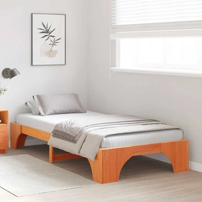Estrutura da Cama em Madeira de Pinho Sólido Castanho 100x200 cm