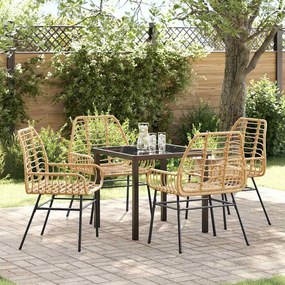 vidaXL Conjunto de Jantar de Jardim com 5 Peças em Polyrattan Marrom