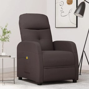 vidaXL Poltrona de massagens tecido castanho-escuro