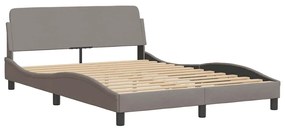 Cama sem colchão 140x190 cm tecido castanho-acinzentado