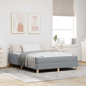 vidaXL Cama Box com colchão Cinzento-claro 160 x 200 cm tecido