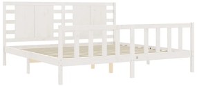Cama sem colchão 200x200 cm madeira de pinho maciça branco