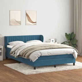 vidaXL Cama com molas/colchão 160x220 cm veludo azul-escuro