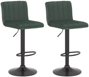 Conjunto de 2 bancos de bar Jamie com revestimento em veludo 87-107 x 41 x 49 cm Verde