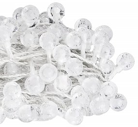 Cordão de luzes em globo 40 m 400 LED 8 funções branco frio