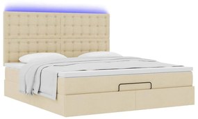 Estrutura de cama otomana com colchão tecido creme 160x200cm
