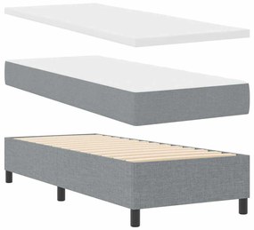 Cama com Estrado e Colchão Cinza Claro 90x190 cm em Tecido
