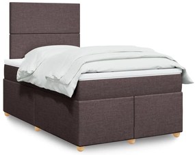 Cama com molas/colchão 120x200 cm tecido castanho-escuro