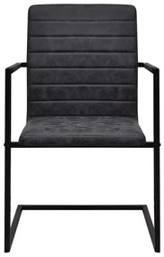Cadeiras de jantar cantilever 6 pcs couro artificial preto