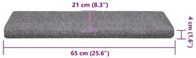 Tapetes de escada autoadesivos 30 pcs 65x21x4cm cinzento-claro