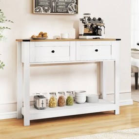 Mesa consola 106 x 30 x 81,5 cm com 2 gavetas e prateleira aberta, estreita, para hall de entrada, corredor ou sala de estar, branca