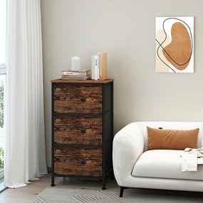 Cómoda com 3 gavetas forradas a tecido 30 x 39,6 x 73,7 cm Castanho-preto