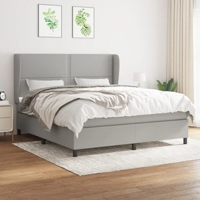 vidaXL Cama com molas/colchão 180x200 cm tecido cinzento-claro