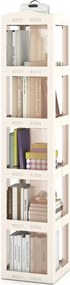 Estante com base giratória giratória 360° com 5 níveis 36,5 x 36 x 174 cm em Plástico dobrável com prateleiras Branco