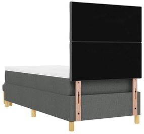 Cama com Box Spring com Colchão &amp; Banco Cinza Escuro 90x200 cm Tecido