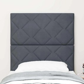 Cabeceira LED Blocos de Diamante Cinza Escuro 80 cm em Veludo