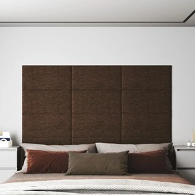 vidaXL Painel de parede 12 pcs 60x30 cm tecido 2,16 m² castanho