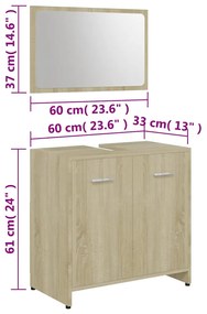 Conjunto móveis casa de banho derivados madeira carvalho sonoma