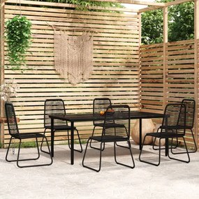 vidaXL 7 pcs conjunto de jantar para jardim preto