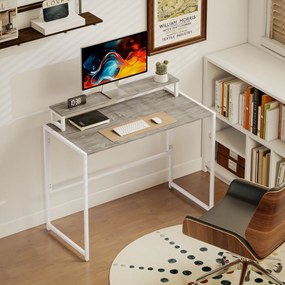 Secretária dobrável para computador com suporte para ecrã, para quarto, espaços pequenos, 100 x 48 x 87,5 cm, cor madeira natural