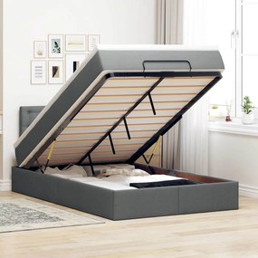 Cama otomana com colchão&amp;LEDs 120x200 cm tecido cinzento escuro