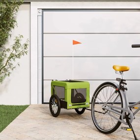 vidaXL Reboque de bicicleta p/ animais tecido oxford/ferro verde/preto