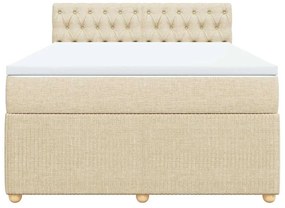 Cama com molas/colchão 160x200 cm tecido cor creme