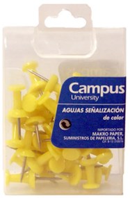 Alfinetes de Cor Amarelo Campus 35 Unidades (Push-Pins)
