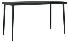 Conjunto de jantar jardim 5 peças almofadas vidro vime PE preto