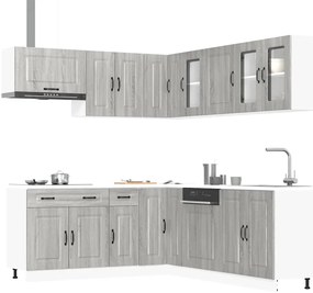 vidaXL 11 peças armário de cozinha conjunto Kalmar cinza sonoma