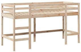 Cama alta c/ escada e telhado 90x200 cm pinho maciço