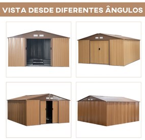 Abrigo Metálico de Jardim – 340x386x200 cm – Estrutura Reforçada com B