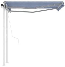 Toldo retrátil automático com postes 3,5x2,5 m azul e branco