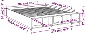 Estrutura de cama 200x200 cm derivados de madeira branco