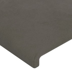 Cabeceira de cama c/ LED veludo 160x5x118/128 cm cinza-escuro