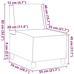 Sofá Chiar 3 pcs Cinzento-claro 55 x 74 x 82 cm