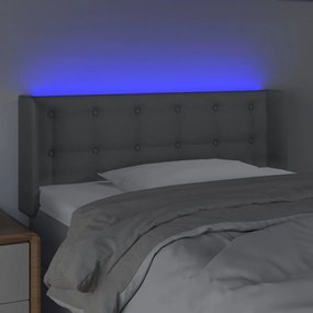 Cabeceira de cama c/ luzes LED tecido 83x16x78/88cm cinza-claro