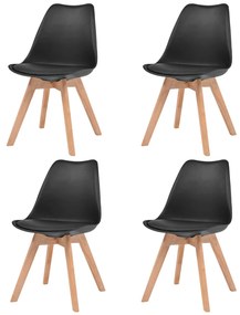 vidaXL Cadeiras de jantar 4 pcs plástico preto