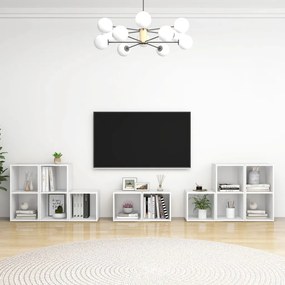 8 pcs conjunto de móveis para TV contraplacado branco