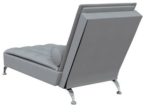 Chaise lounge de massagem com rolo tecido cinzento-claro