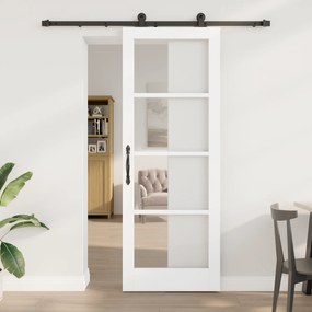 Porta Deslizante vidaXL com Conjunto de Hardware 'ORKDAL'Branca Madeira Sólida e Vidro