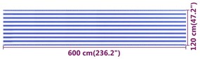 Tela de varanda 120x600 cm PEAD azul e branco