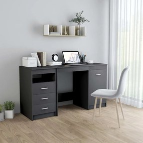 vidaXL Secretária 140x50x76 cm contraplacado cinzento