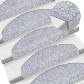 vidaXL Tapetes de escada 5 peças 65x24x4 cm cinza claro semicircular grande