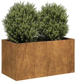 vidaXL Floreira enferrujada 80x40x40 cm aço resistente